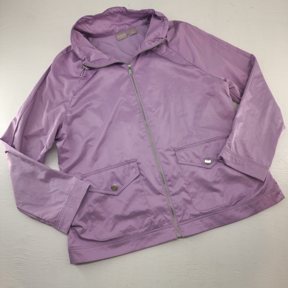 Chico's Zenergy Sz 2/L | Purple Lightweight Full Zip Windbreaker Jacket Women